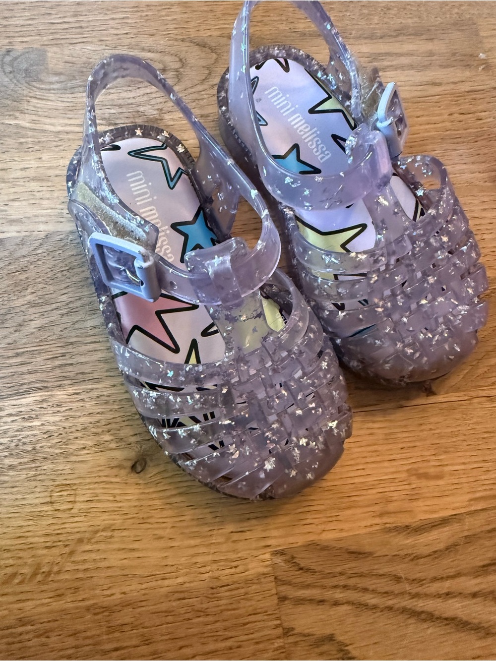 Mini Melissa Lilac Glitter Jelly Sandals for Kids